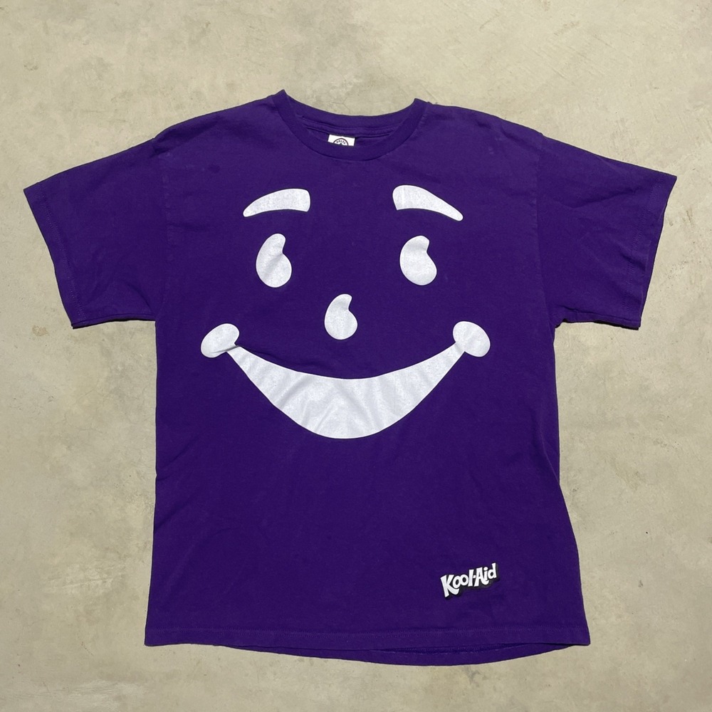 Vintage Kool Aid Purple Graphic T Shirt Cotton Adult Size Large Y2K Purp